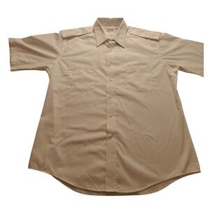 Eagle Shirtmakers Men's 16.5‎ White Short Sleeve Epaulet Pilot Uniform Shirt